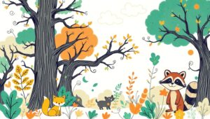 Whimsical Forest Creatures in Sketch – free AI stock image