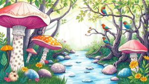 Whimsical Forest Glade Adventure – free AI stock image
