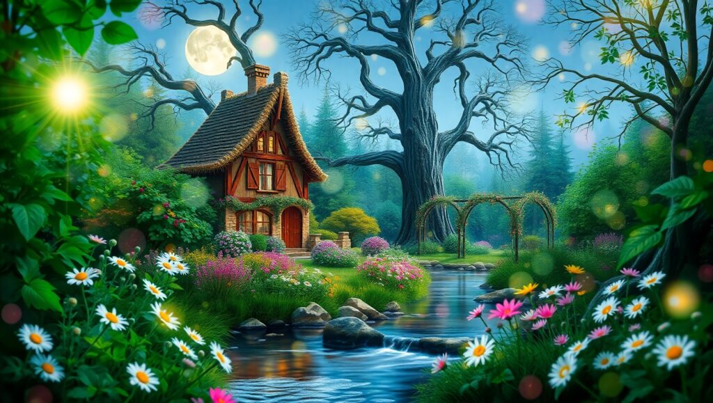 Whimsical Forest Glow – free AI stock image