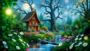 Whimsical Forest Glow – free AI stock image