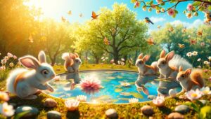 Whimsical Forest of Fluffy Friends – free AI stock image