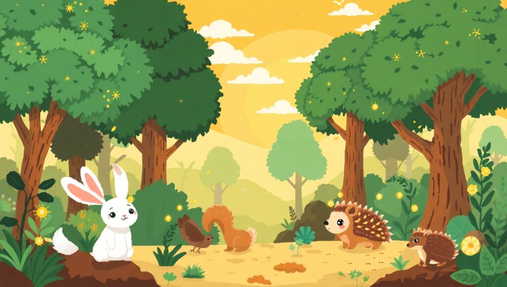 Whimsical Forest of Pixel Animals – free AI stock image
