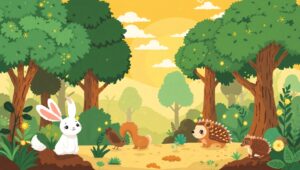 Whimsical Forest of Pixel Animals – free AI stock image
