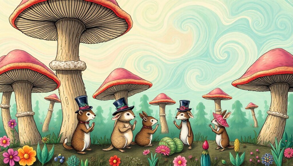 Whimsical Forest of Talking Animals – free AI stock image