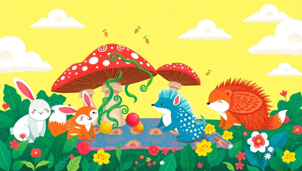 Whimsical Forest Picnic Adventure – free AI stock image