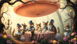 Whimsical Forest Tea Party – free AI stock image
