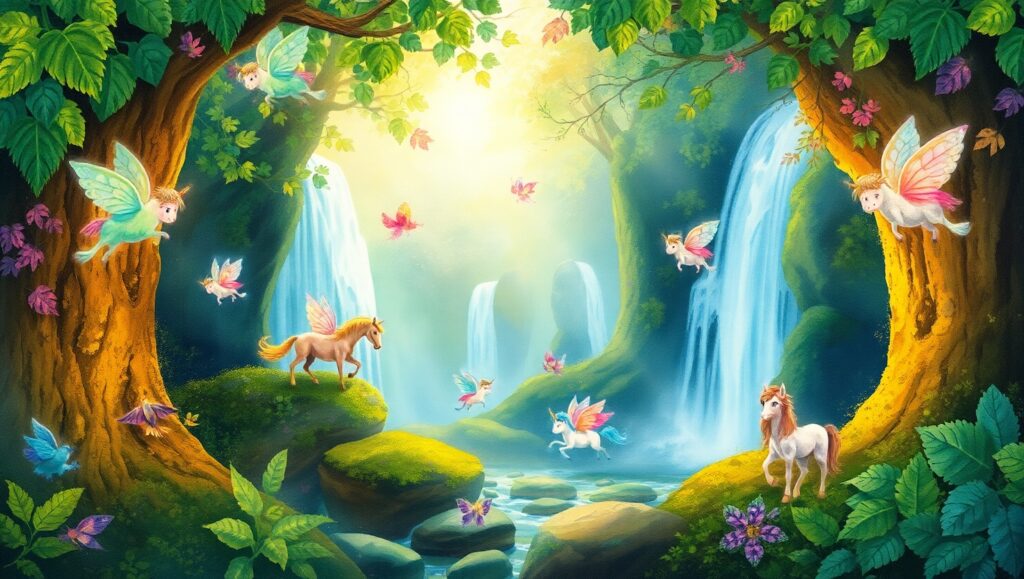 Whimsical Forest Wonderland – free AI stock image
