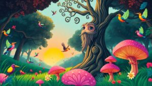 Whimsical Forest Wonderland – free AI stock image