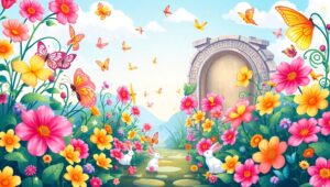 Whimsical Garden Adventure – free AI stock image