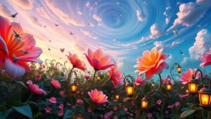 Whimsical Garden Dance – free AI stock image