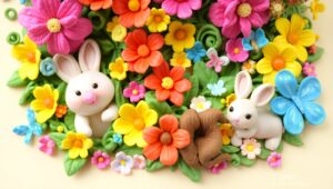 Whimsical Garden in Clay Style – free AI stock image