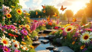 Whimsical Garden in Color Sketch – free AI stock image