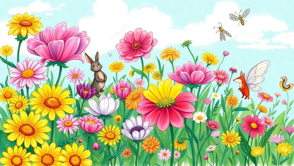 Whimsical Garden of Colors – free AI stock image