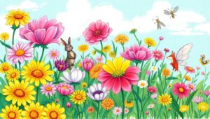 Whimsical Garden of Colors – free AI stock image