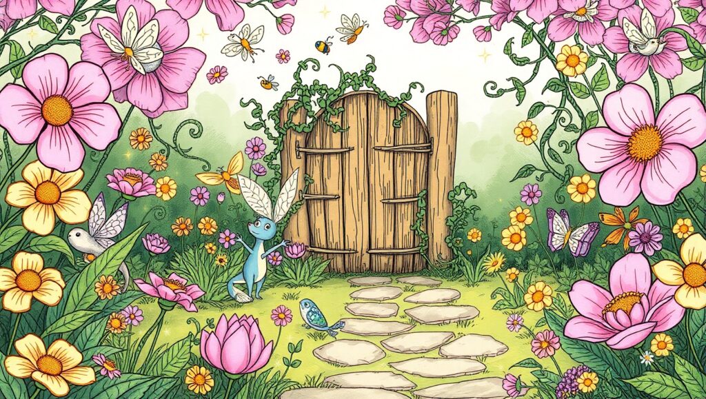 Whimsical Garden of Fantastical Creatures – free AI stock image
