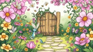 Whimsical Garden of Fantastical Creatures – free AI stock image