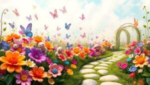 Whimsical Garden of Smiles – free AI stock image