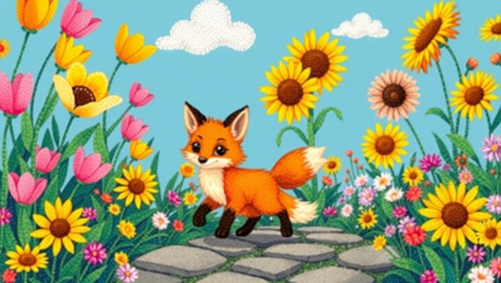 Whimsical Garden with a Playful – free AI stock image