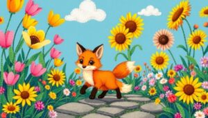 Whimsical Garden with a Playful – free AI stock image