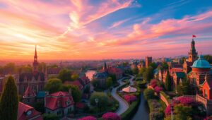 Whimsical High Angle Cityscape – free AI stock image