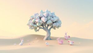Whimsical Low-Poly Nature Scene – free AI stock image