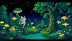 Whimsical Magical Forest Adventure – free AI stock image