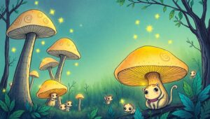 Whimsical Mushroom Forest Adventure – free AI stock image