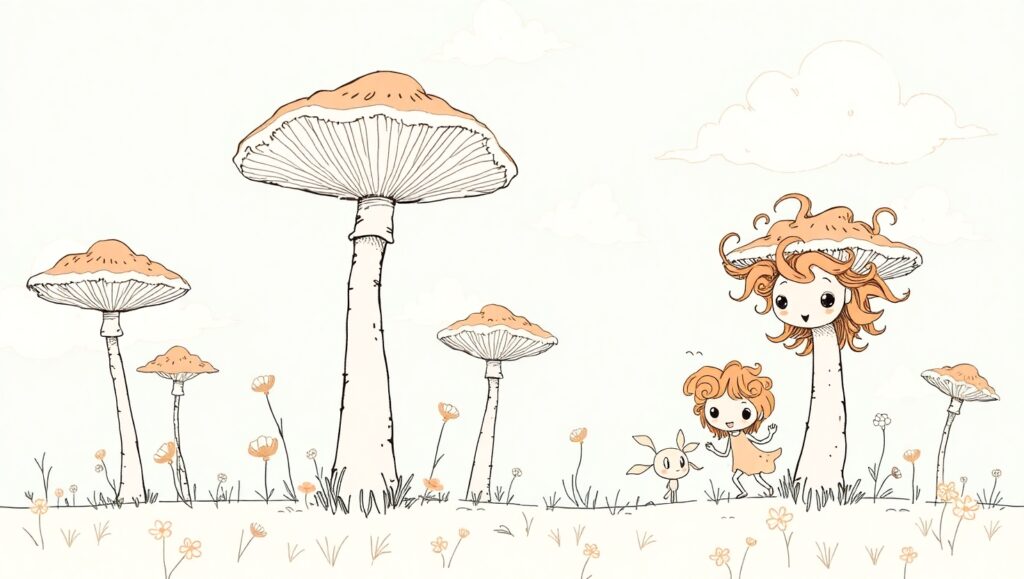 Whimsical Mushroom Landscape – free AI stock image