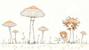 Whimsical Mushroom Landscape – free AI stock image