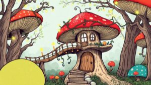 Whimsical Mushroom Treehouse – free AI stock image