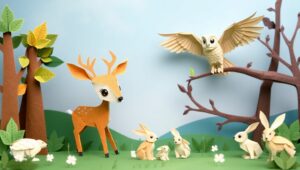 Whimsical Origami Forest Animals – free AI stock image