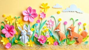 Whimsical Origami Garden Scene 7gj – free AI stock image
