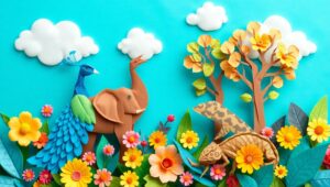 Whimsical Origami Jungle Adventure – free AI stock image