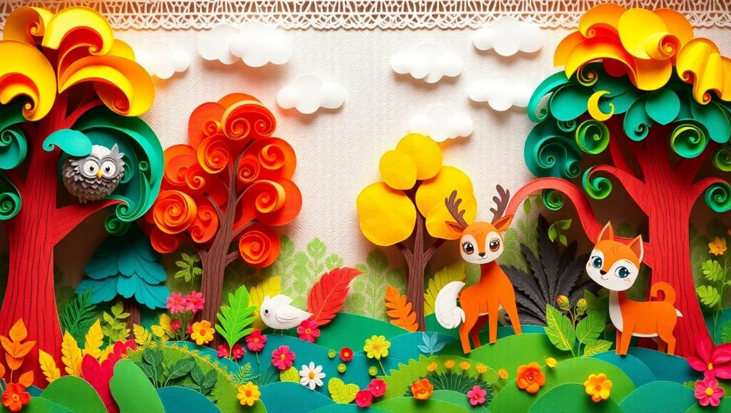Whimsical Paper Forest Adventure – free AI stock image