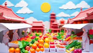 Whimsical Paper Market Scene – free AI stock image