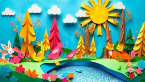 Whimsical Papercraft Forest Adventure – free AI stock image