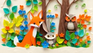 Whimsical Papercraft Forest Adventure – free AI stock image