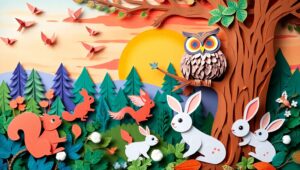 Whimsical Papercraft Forest Animals – free AI stock image