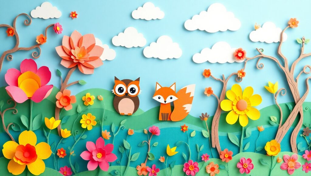 Whimsical Papercraft Forest Scene 1Jt – free AI stock image