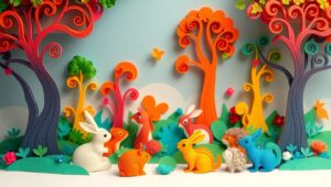 Whimsical Papercraft Forest Scene 4yW – free AI stock image