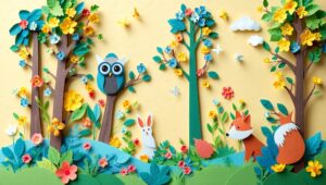 Whimsical Papercraft Forest Scene ou2 – free AI stock image