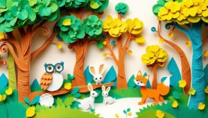Whimsical Papercraft Forest Scene – free AI stock image