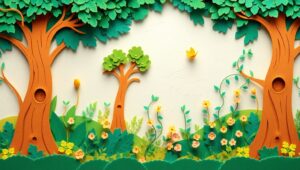 Whimsical Papercraft Forest Scene Sx4 – free AI stock image