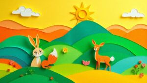 Whimsical Papercraft Landscape Scene – free AI stock image