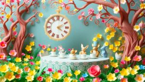 Whimsical Papercraft Tea Party – free AI stock image