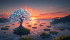 Whimsical Sunset Landscapes – free AI stock image