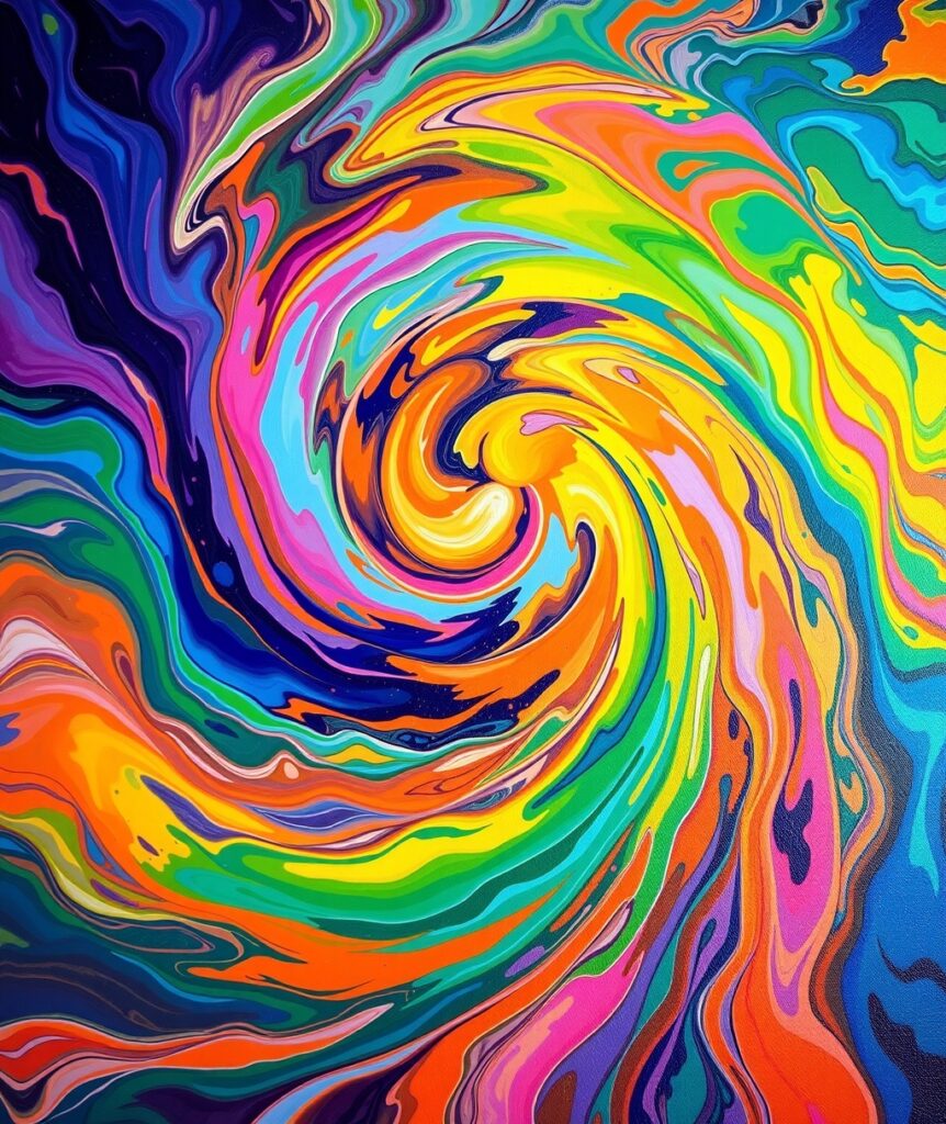 Whimsical Swirls of Colorful Energy – free AI stock image