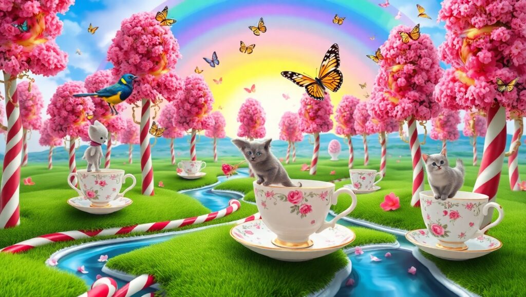 Whimsical Teacup Wonderland – free AI stock image
