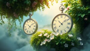 Whimsical Time Garden in Dreamscape – free AI stock image