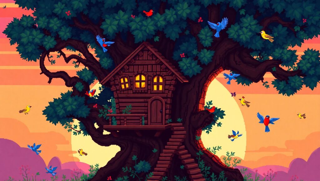 Whimsical Treehouse Adventure – free AI stock image